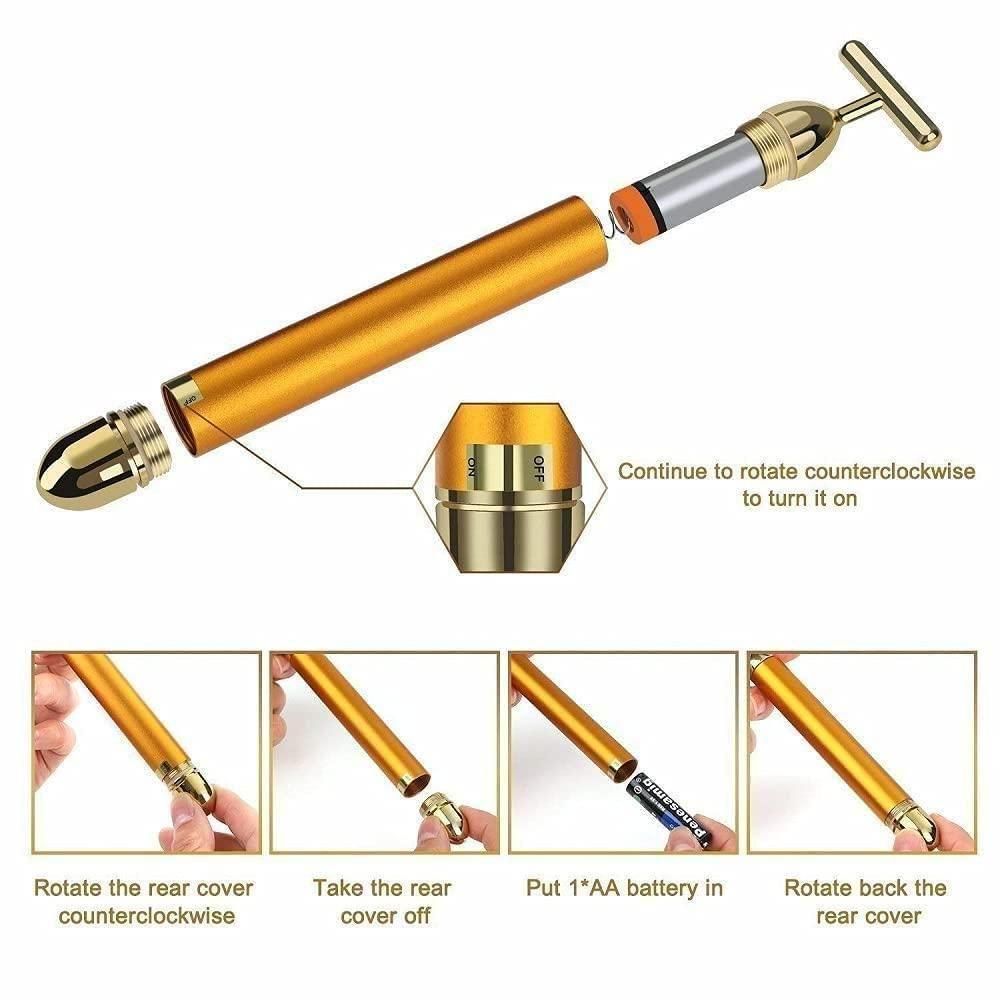 Beauty Facial Massage Roller 24k gold bar