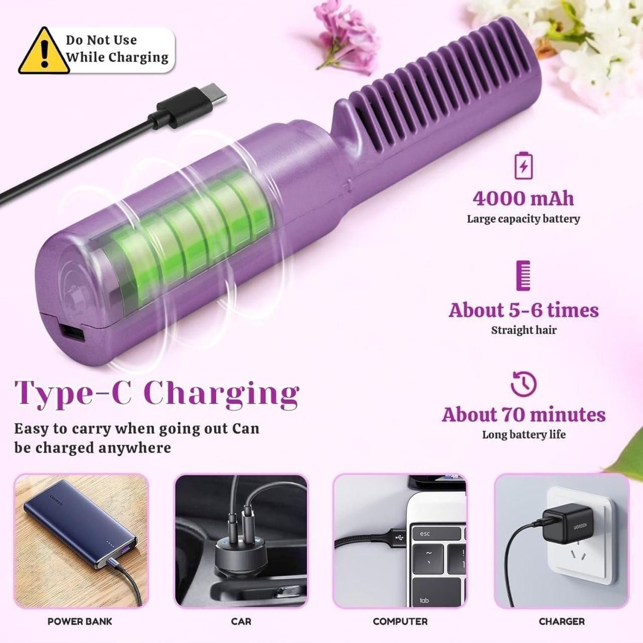 Electric Portable Mini Hair Straightener Comb